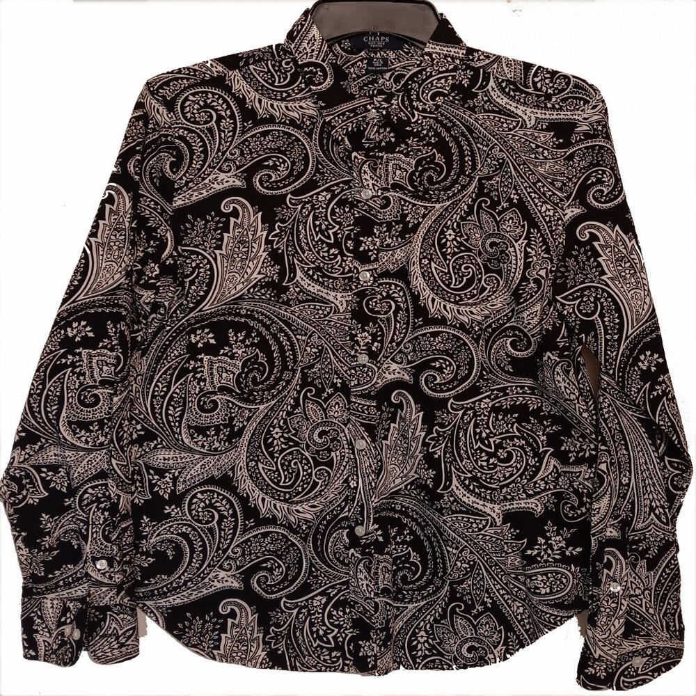 Chaps Black and White Paisley Brouse Size P/L